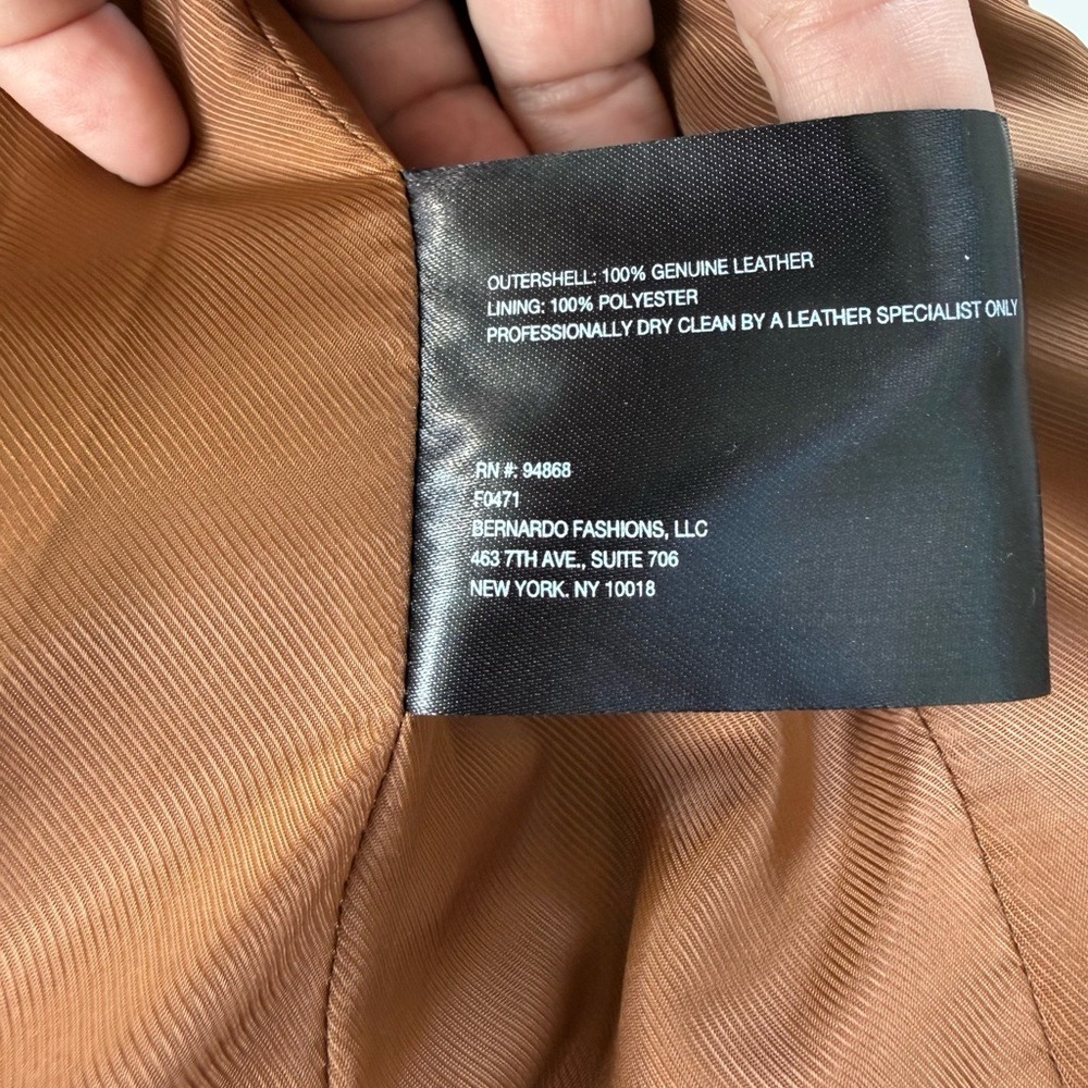 Bernardo Leather Bomber Jacket Petite XS Chestnut Brown Distressed Scuffed - Picture 5 of 16